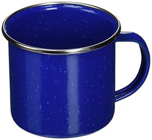 Texsport Blue Enamel Coffee Cup Mug with Stainless Steel Rim 야외 캠핑에 적합 579164 미국출고 캠핑컵