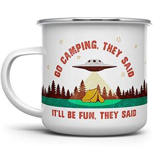 웃긴 UFO 외계인 외계인 초자연적 인 에나멜 캠프 파이어 머그 야외 캠핑 커피 컵 별 우주 자연 하이킹 캠프 579217 미국출고 캠핑컵