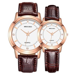 커플시계 His Hers Watches Couple 시계Men Women Leather Strap Analog Quartz Wrist Watches Set of 2 시계 미국출고-577154