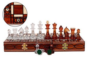 독일 Master of Chess 판타스틱 나무 체스 세트 반투명 플라스틱-600704
