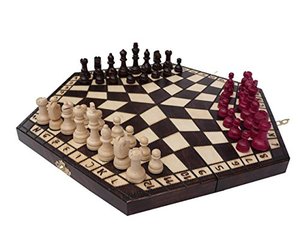 독일 ChessEbook 3인용 체스 게임, 40 x 35 cm, 나무-600669
