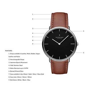 노드그린 스칸디나비아 디자인 시계 쿼츠 실버 블랙 손목시계-610769