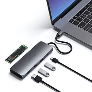 사테치 USB-C 하이브리드 멀티포트 어댑터 – M.2 SATA SSD, 4K HDMI 60Hz, USB-CPD 미국 멀티포트-622594