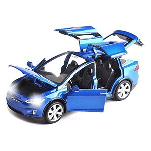 자동차 모형 미국 모델 X, 소리와 빛이 있는 1:32 스케일 아연 합금 주조 풀백 도어 열림, 미니 전자 모델 X90-623416