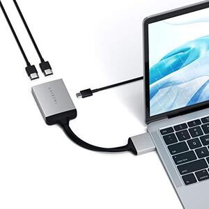사테치 알루미늄 타입-C 듀얼 HDMI 어댑터 4K 60Hz USB-CPD 충전 미국 멀티포트-622577