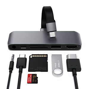 사테치 USB-CPD 충전 기능이 있는 Aluminum USB-C Mobile Pro SD 어댑터 미국 멀티포트-622662