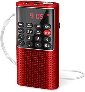 레트로 빈티지 미국 플레이어 프루누스 J-328 미니 휴대용 포켓 FM 라디오 MP3 워크맨 라디오 녹음기, 잠금 키, SD 카드, 충전식 배터리 작동(NOAM)-628043