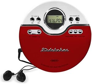 레트로 빈티지 미국 플레이어 FM 라디오가 있는 Studebaker SB3703RB 조그 가능 개인용 CD - 레드,블랙-628049