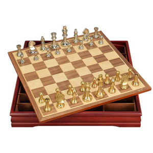 금속 체스 프리미엄 트럼펫 금은알 흑백판 원목 금속 고급 chess