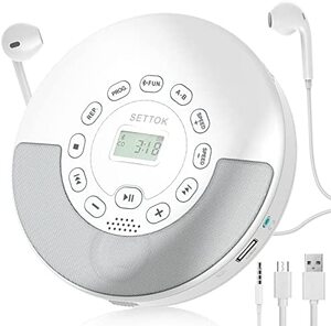 레트로 빈티지 미국 플레이어 스피어커가 장착된 휴대용 블루투스 CD 충전 가능한 개인용 헤드폰이 장착된 휴대용-628122