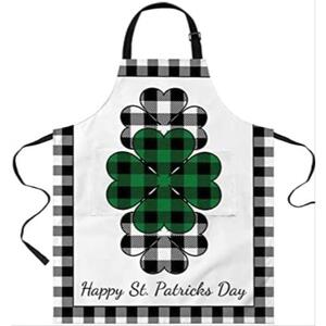 목수 앞치마 공구 요리 주방 미용실 Ftoucans St Patricks Day 에이프런 여성 주머니 달린 남성 버팔로 격자무늬-632614