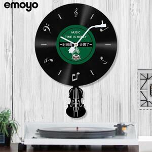 레코드 벽시계 블랙풀 음악 바이올린 스윙 장식 시계 바 카페-633197