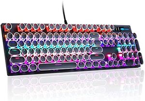 레트로 키보드 미국 기계식 게임 ,및 사무용 RGB 레인보우 백라이트 USB 유선 가 있는 펑크 라운드 키캡-640976